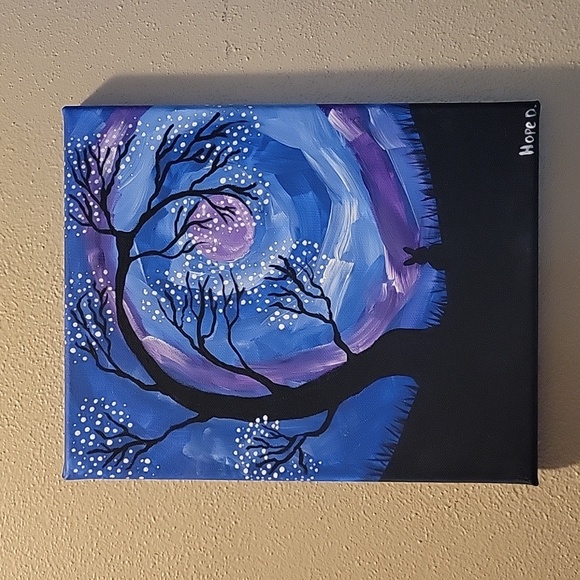 Handmade Painting of Tree in Night Sky Wall Art - Picture 1 of 4